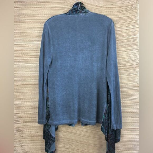 Johnny Was Velvet Teal Drape Open Front Sweater Cardigan In Team Size XS - Picture 7 of 13